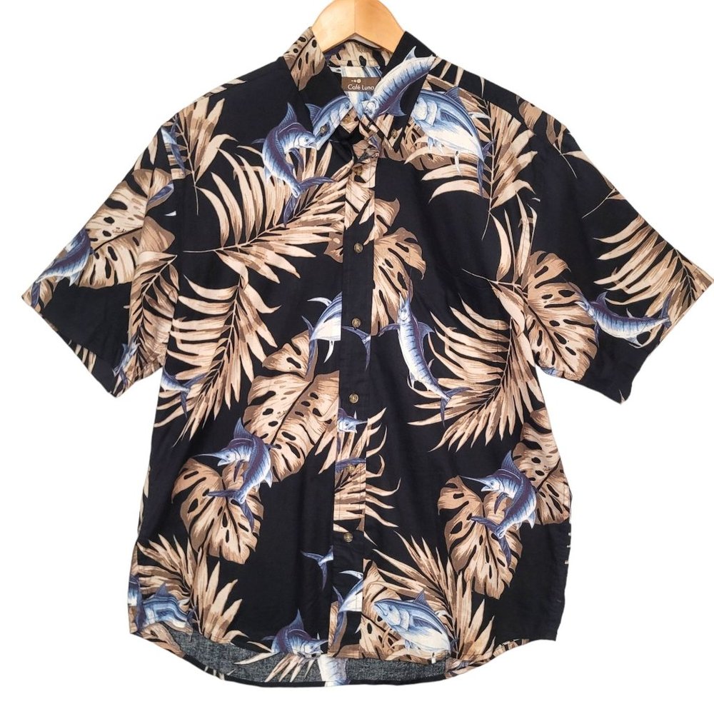 Cafe Luna Hawaiian Shirt Tropical Swordfish